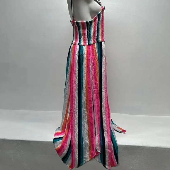 Torrid Midi Gauze Strapless Dress Multicolor Stripes Rayon Plus Size 2X - Picture 4 of 10